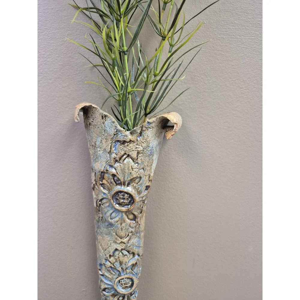 Handmade Studio Pottery Wall Pocket Vase 15